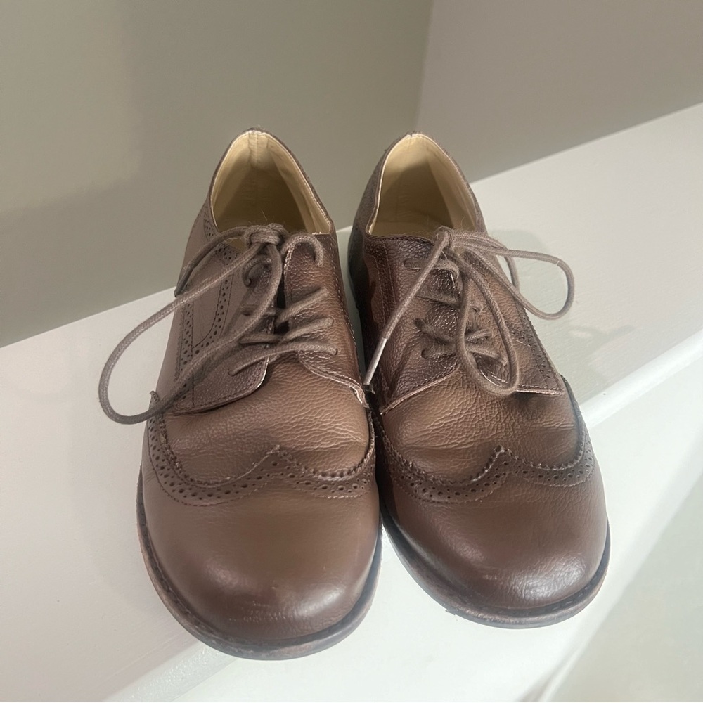 Janie & Jack Brown Leather Wingtip Derby Size 4K